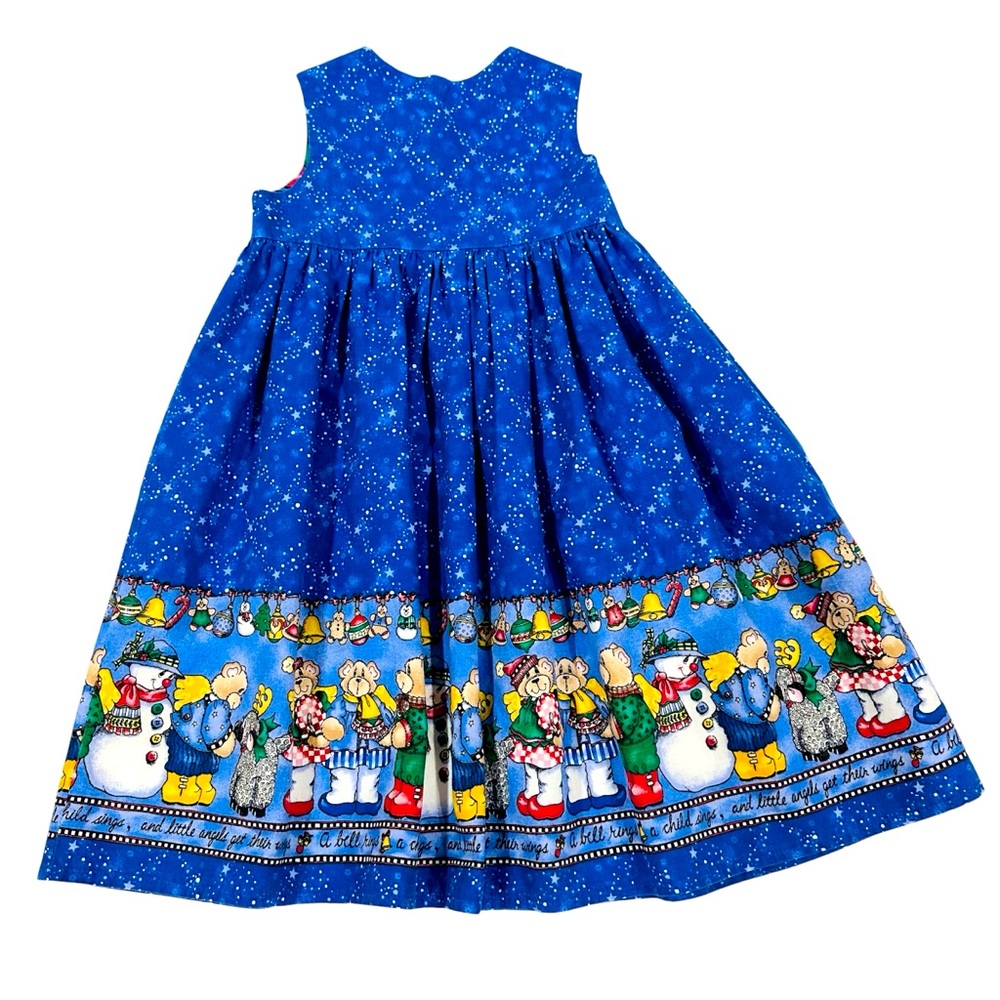 Vtg Jelly Bean Junction Border Fabric Beary Angelic Handcrafted Girl Dress READ